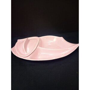 Vintage Pink California Pottery MCM Serving Dish/ Chip &  Dip Circa 1950s with L
